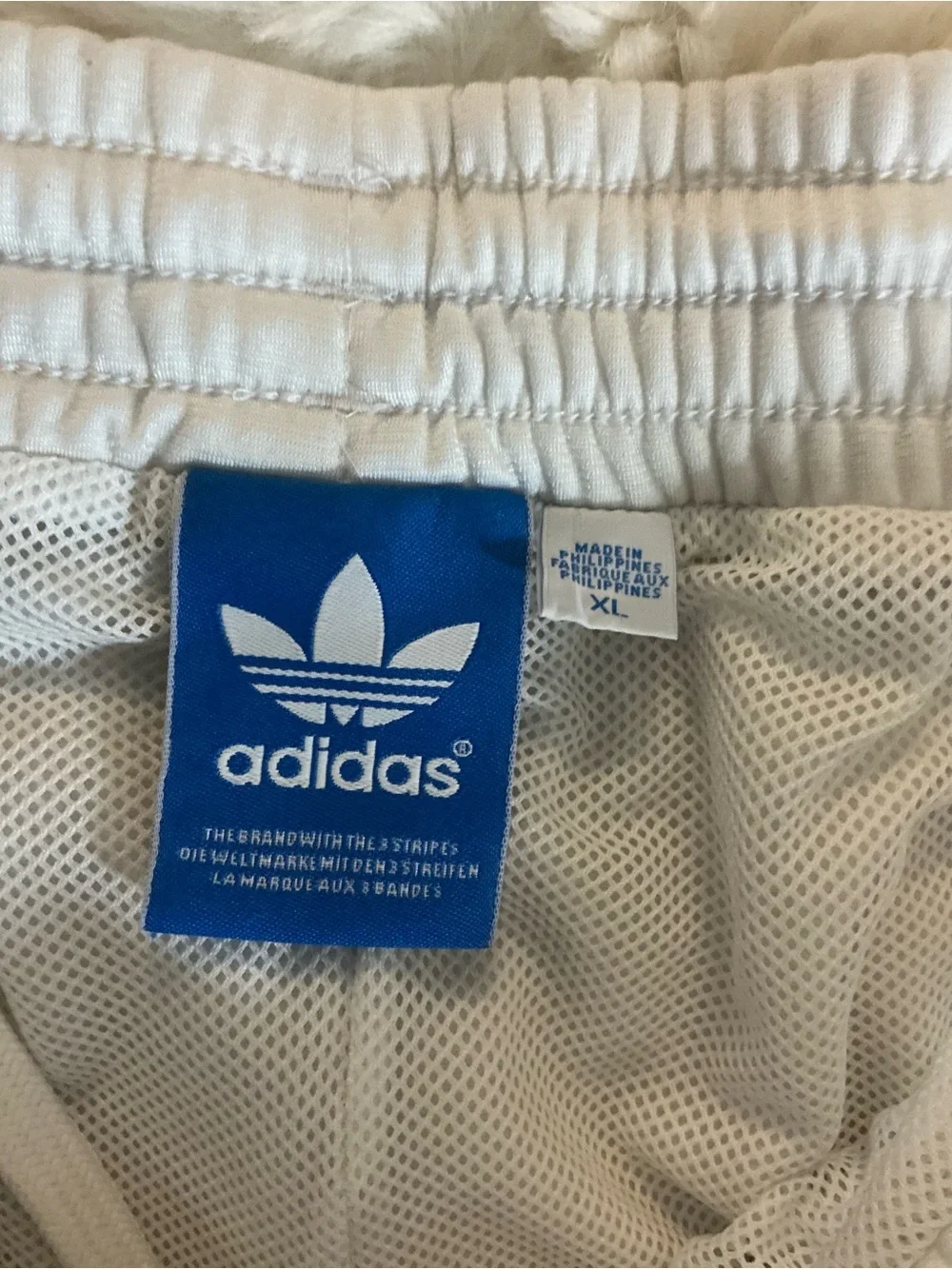 adidas White Athletic Shorts with Black 3-Stripe Trim